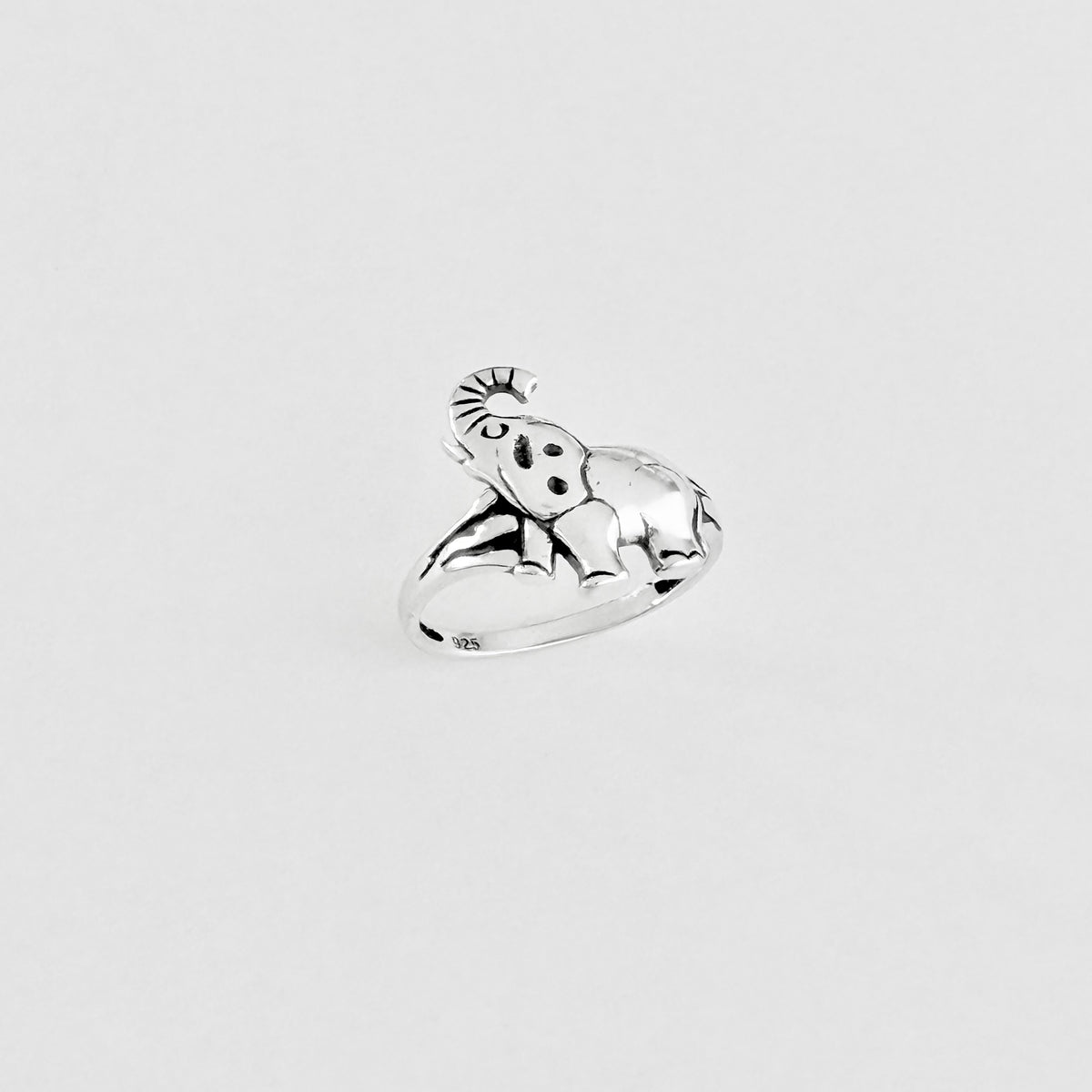 925 Sterling Silver Statement Trunk Up Elephant Ring | Good Luck Spirit Animal Silver Rings