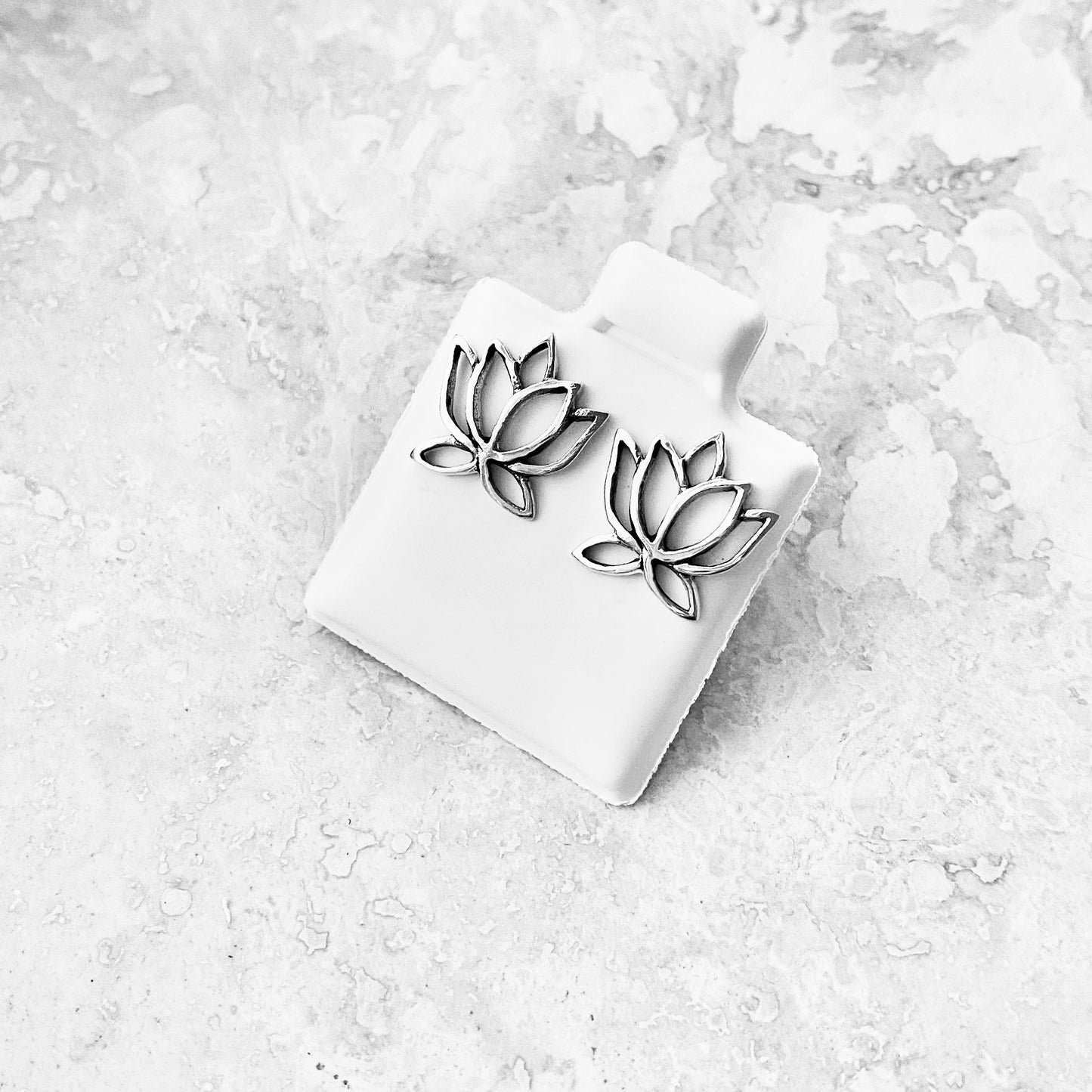 Sterling Silver Cut Out Lotus Flower Earrings, Dainty Stud Earring, Mandala Floral Jewelry