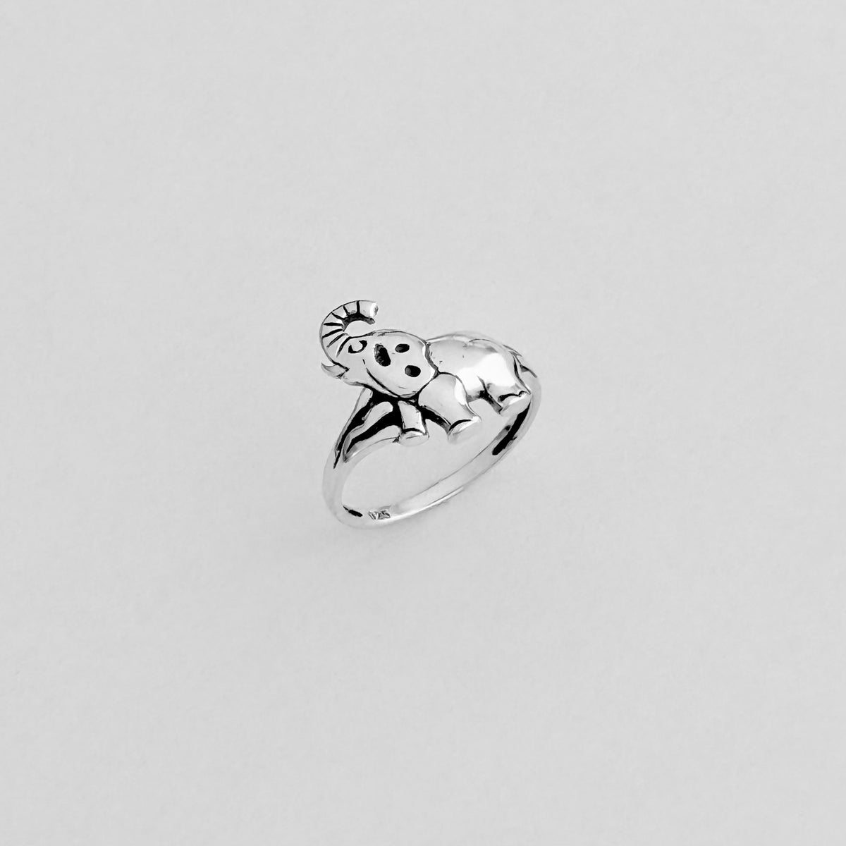 925 Sterling Silver Statement Trunk Up Elephant Ring | Good Luck Spirit Animal Silver Rings