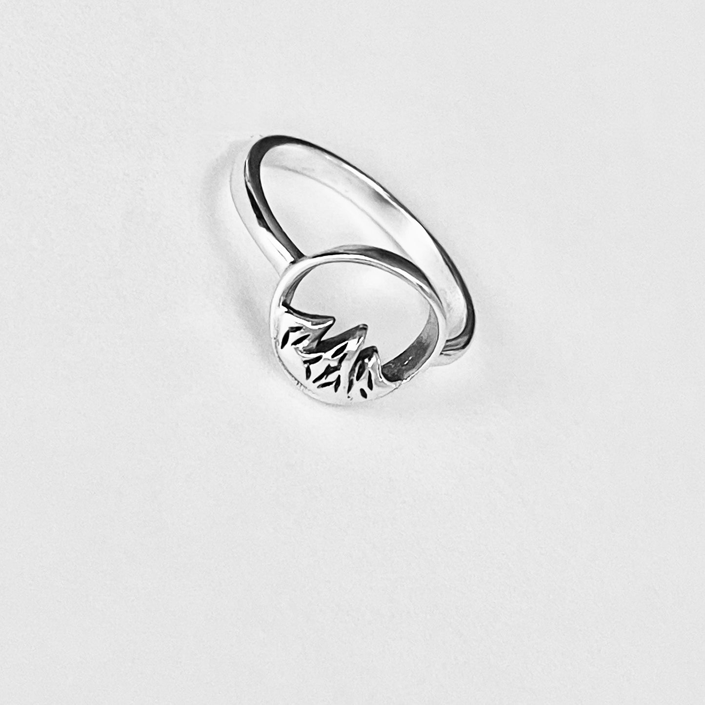 Sterling Silver Tripeak Mountain Open Circle Ring | Nature Desert Rock Climbing Silver Rings