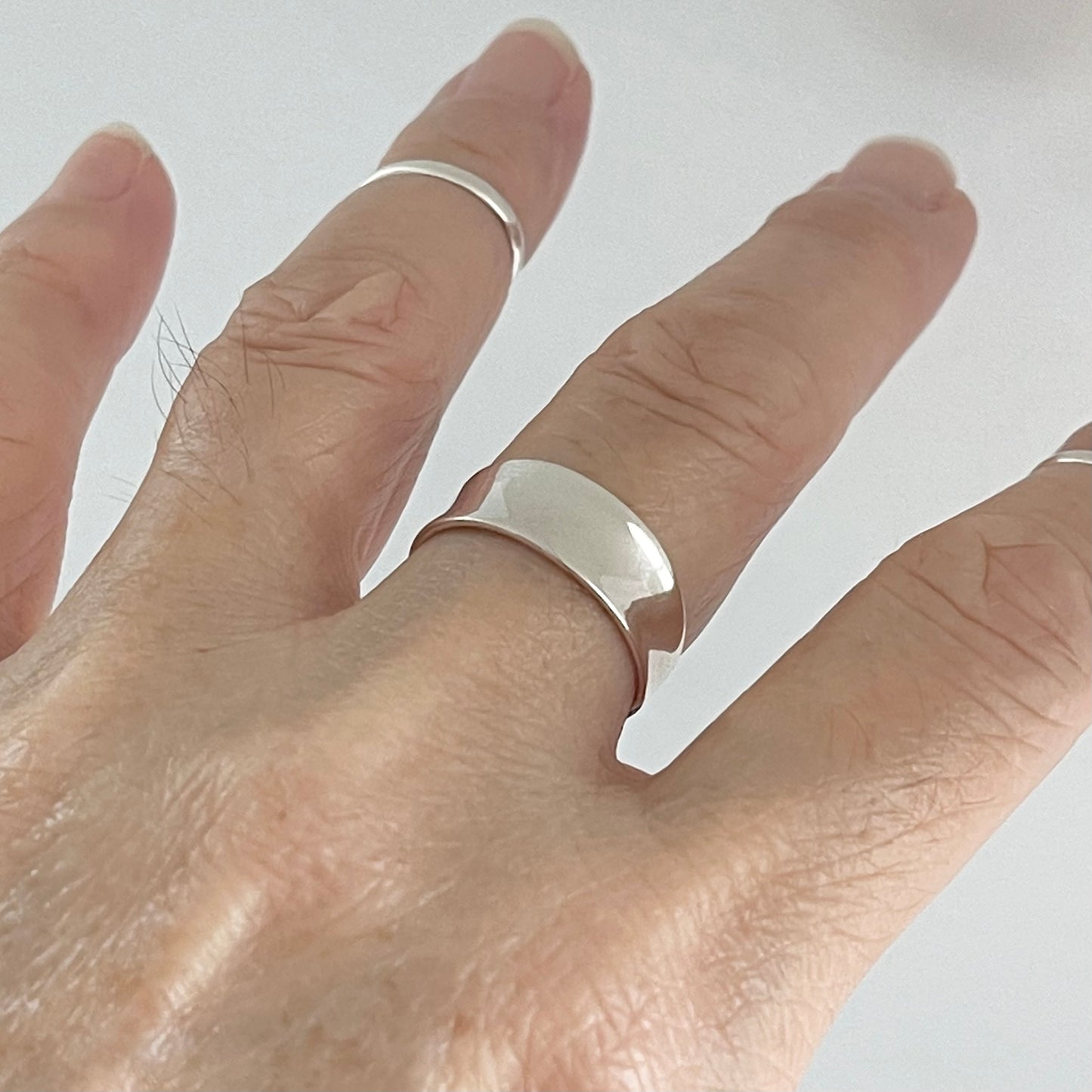 Sterling Silver Unisex Thin Concave Ring, Silver Band, Silver Rings, Wedding Bands