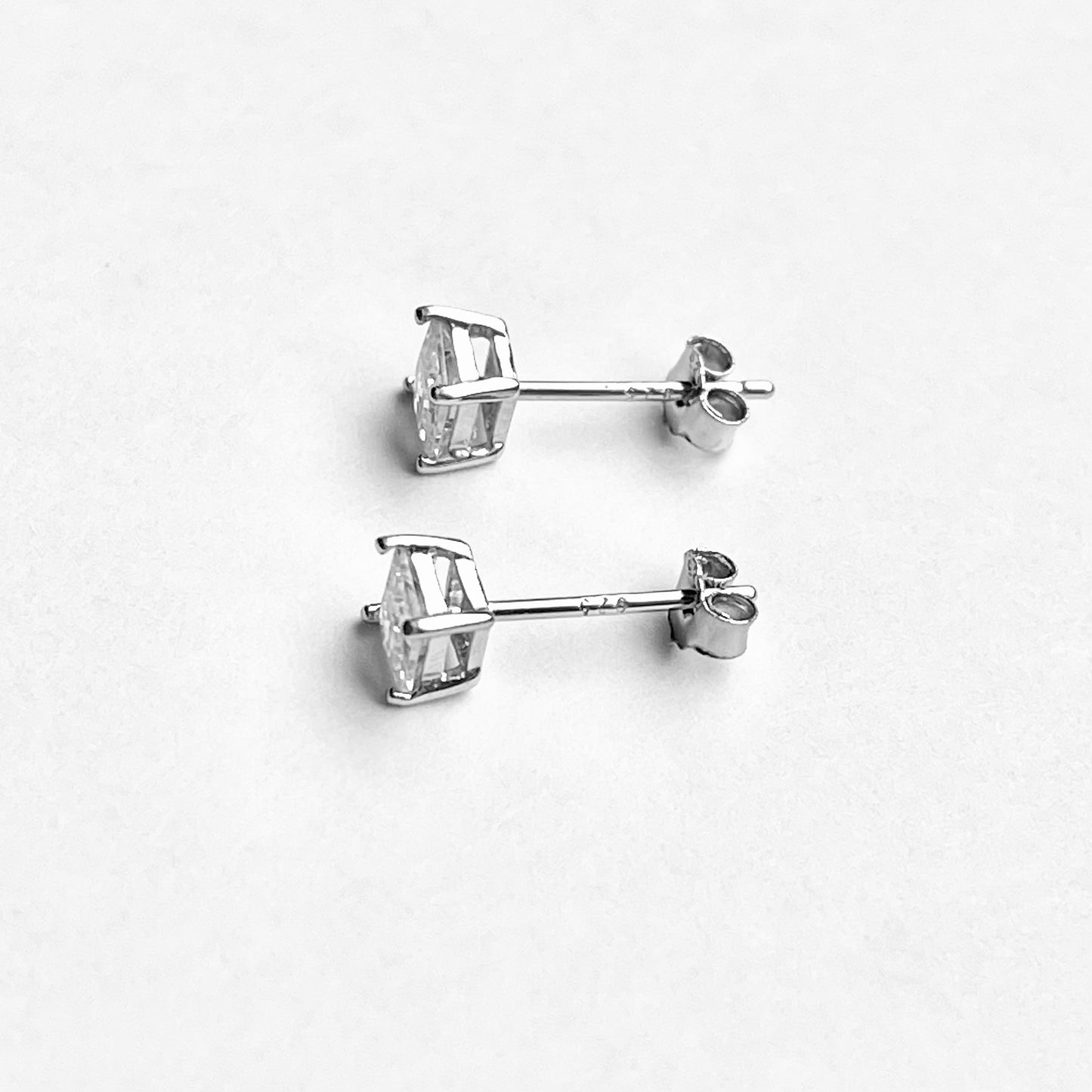 Sterling Silver 4 x 4 mm Square CZ Stud Earring, April Birthstone Jewelry