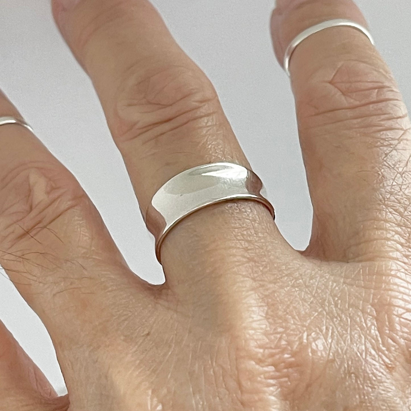 Sterling Silver Unisex Thin Concave Ring, Silver Band, Silver Rings, Wedding Bands