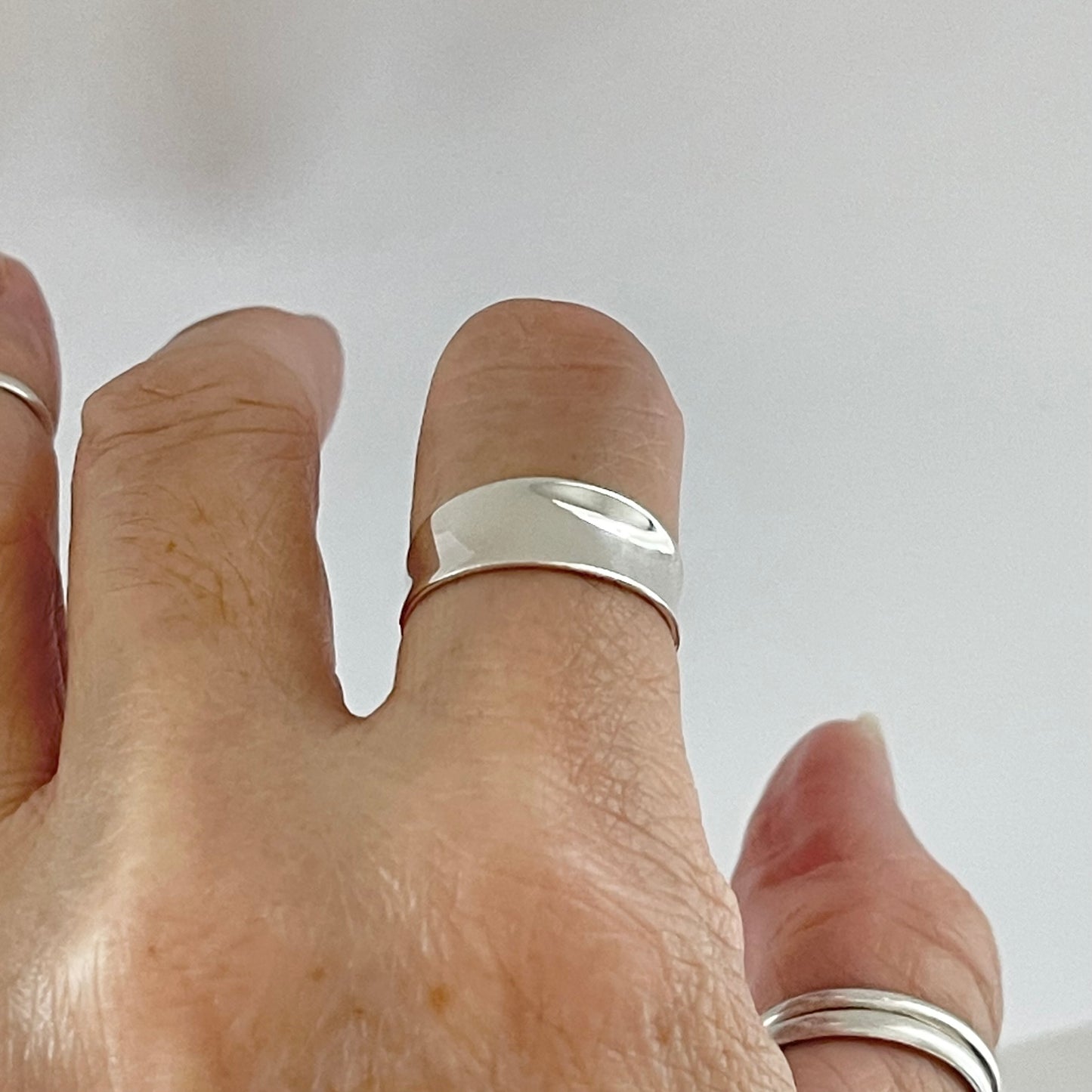 Sterling Silver Unisex Thin Concave Ring, Silver Band, Silver Rings, Wedding Bands