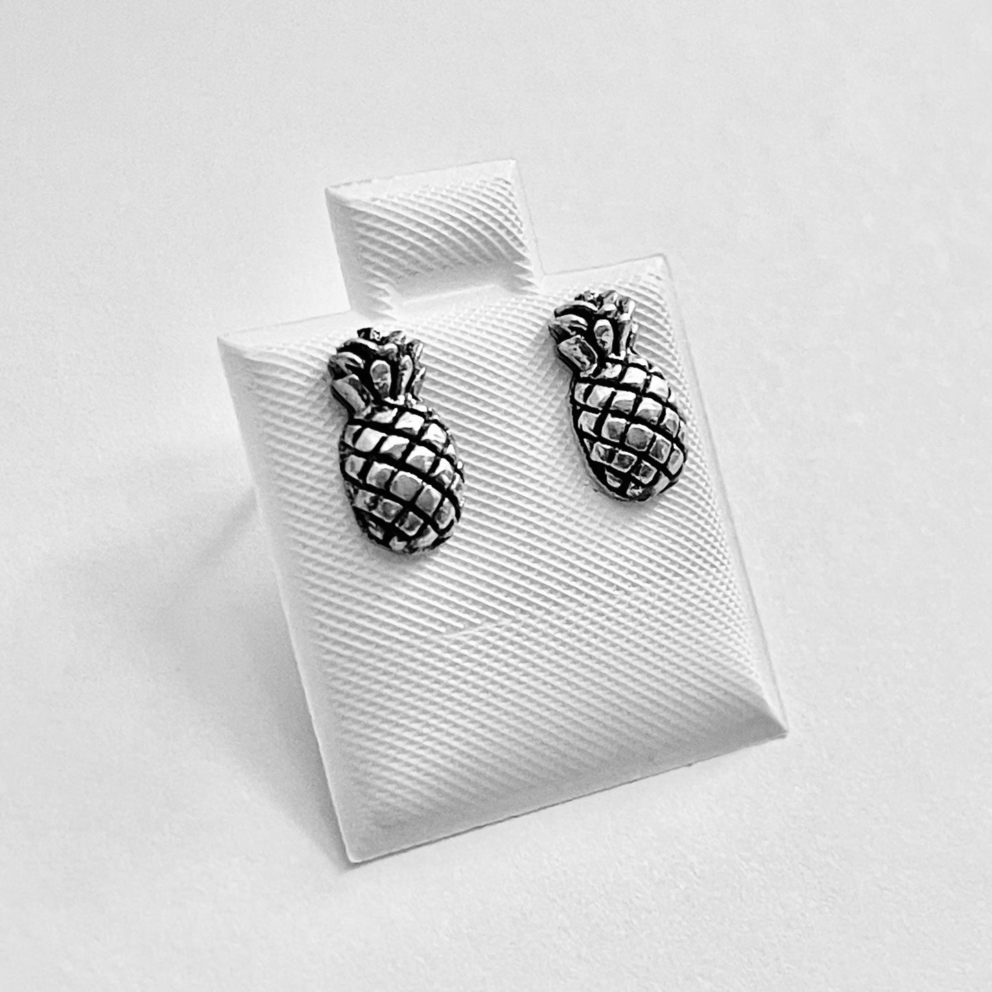 Sterling Silver Pineapple Earring, Tropical Fruit Earrings, Stud Silver Earring