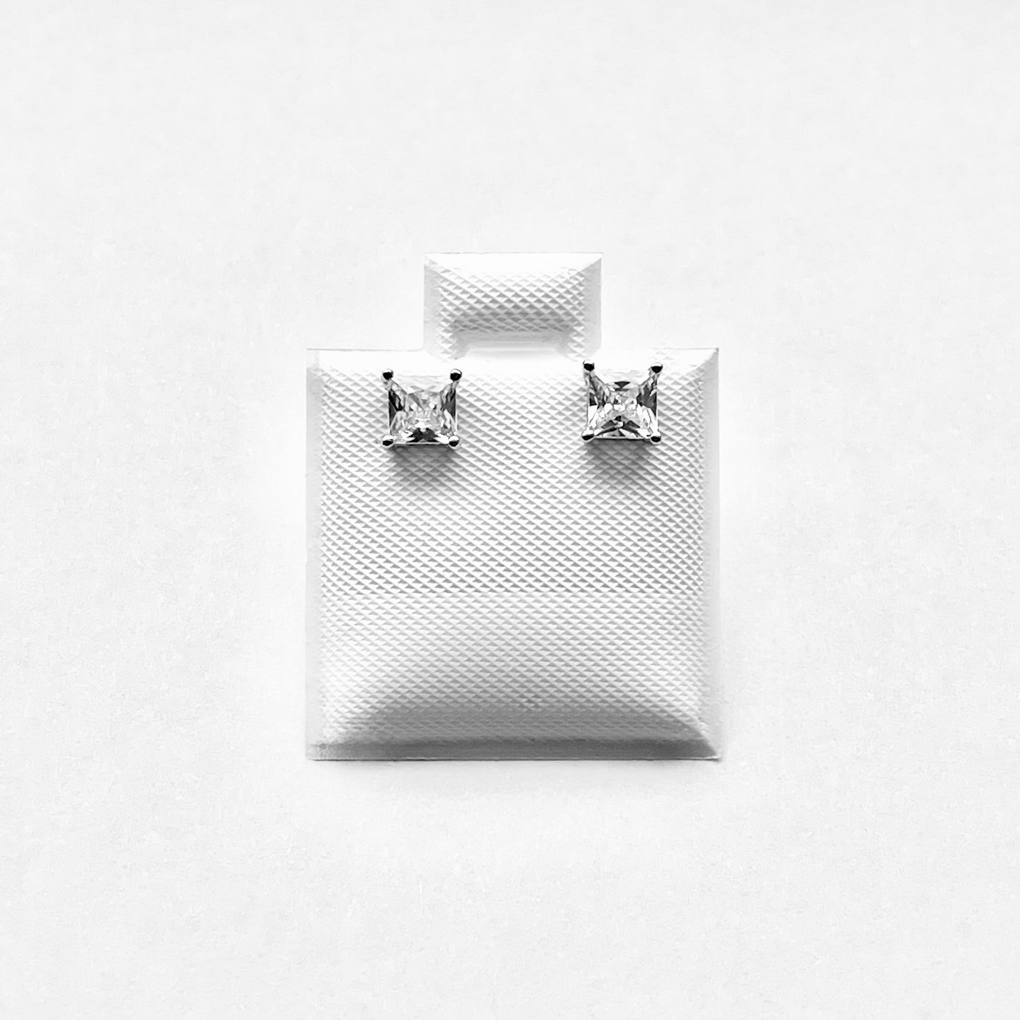 Sterling Silver 4 x 4 mm Square CZ Stud Earring, April Birthstone Jewelry
