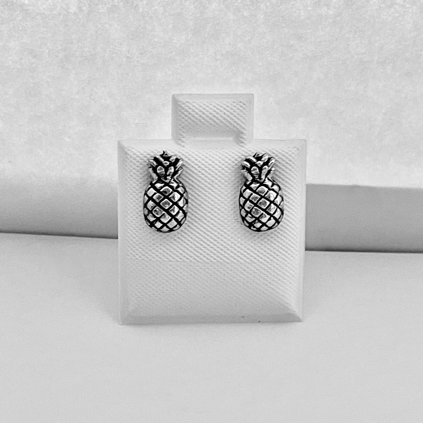 Sterling Silver Pineapple Earring, Tropical Fruit Earrings, Stud Silver Earring