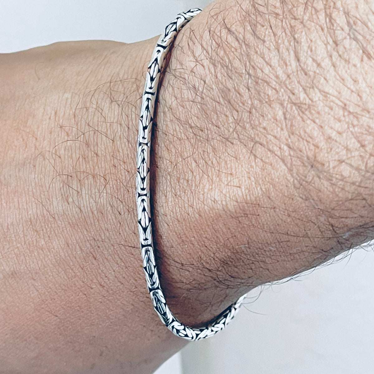 925 Sterling Silver Unisex Byzantine Bracelet | Bali Style Boho Silver Bracelets Anklets