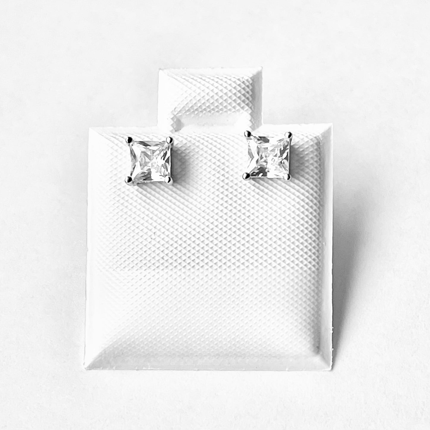 Sterling Silver 4 x 4 mm Square CZ Stud Earring, April Birthstone Jewelry