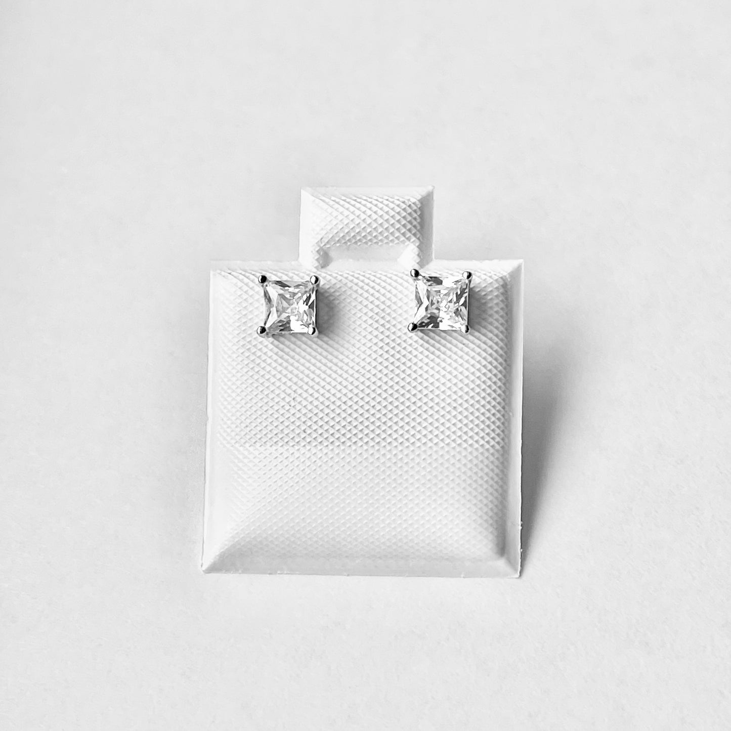 Sterling Silver 4 x 4 mm Square CZ Stud Earring, April Birthstone Jewelry