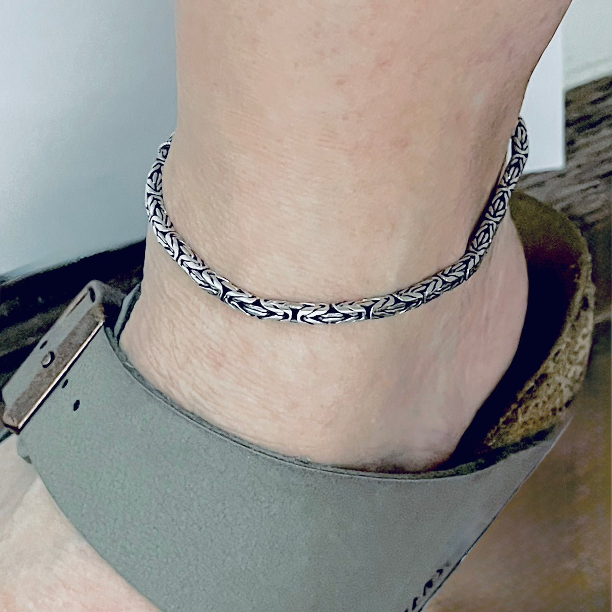 925 Sterling Silver Unisex Byzantine Bracelet | Bali Style Boho Silver Bracelets Anklets