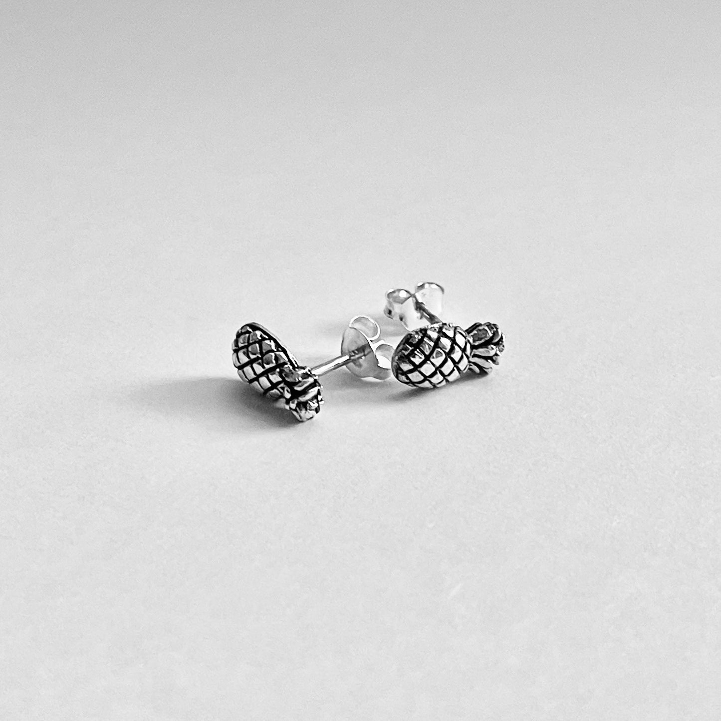 Sterling Silver Pineapple Earring, Tropical Fruit Earrings, Stud Silver Earring