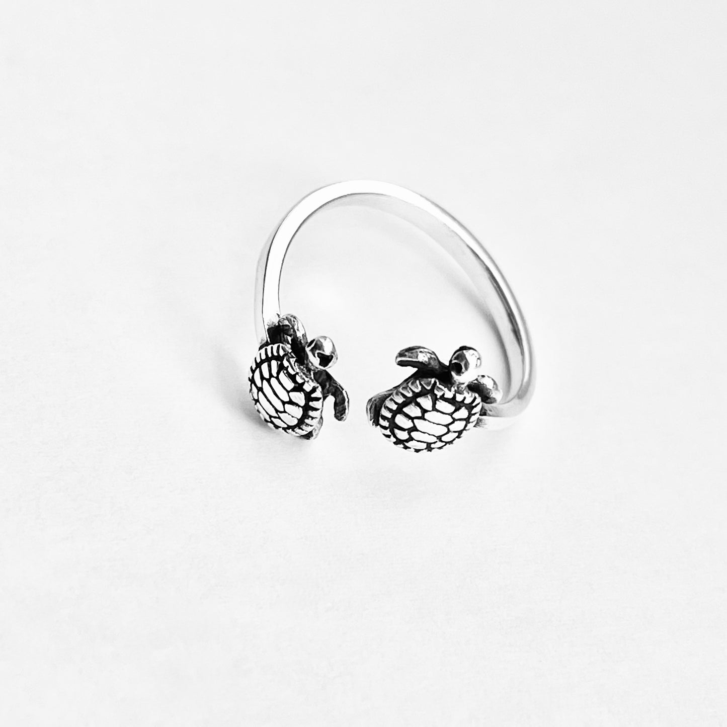 Sterling Silver Twins Turtle Ring, Sea Animals, Ocean Jewelry