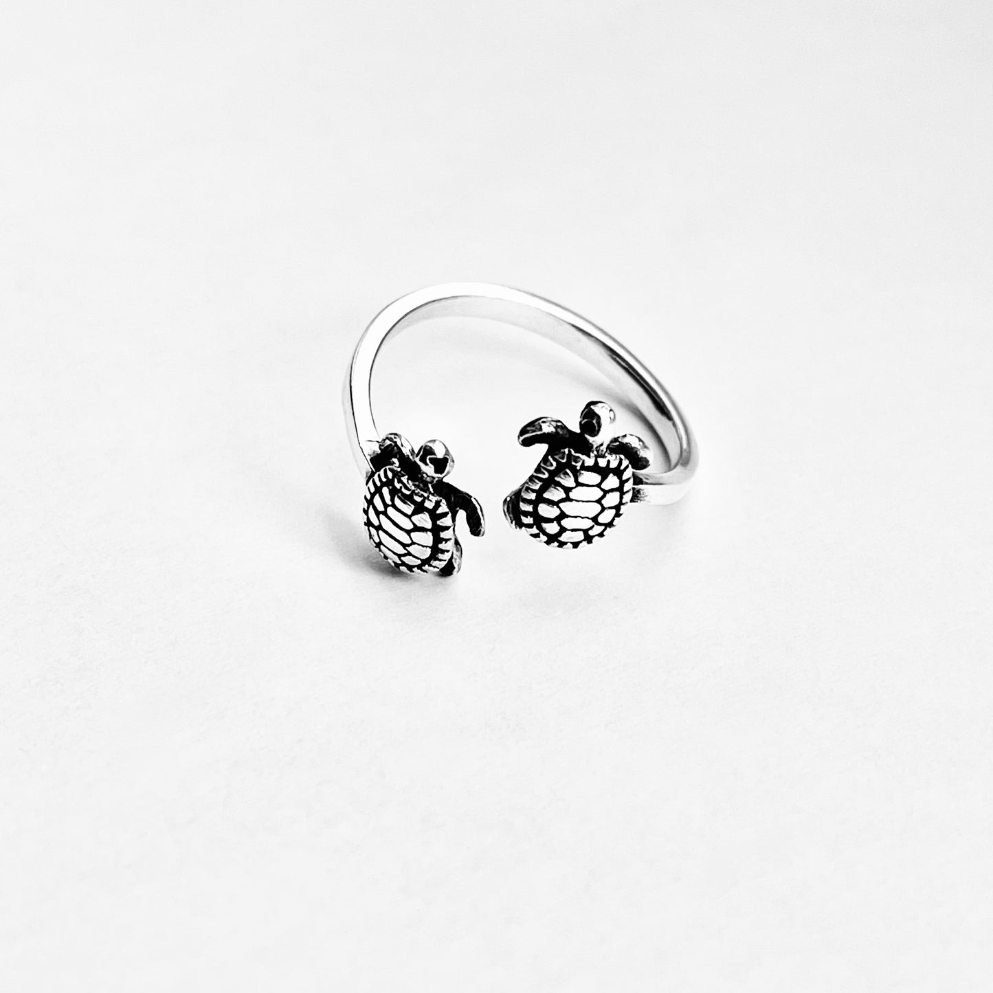 Sterling Silver Twins Turtle Ring, Sea Animals, Ocean Jewelry