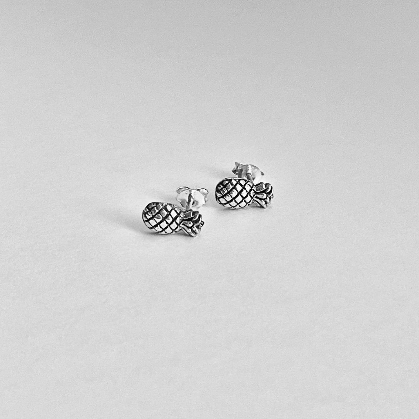 Sterling Silver Pineapple Earring, Tropical Fruit Earrings, Stud Silver Earring