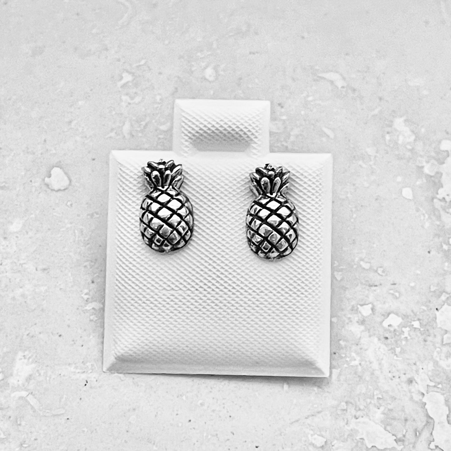 Sterling Silver Pineapple Earring, Tropical Fruit Earrings, Stud Silver Earring