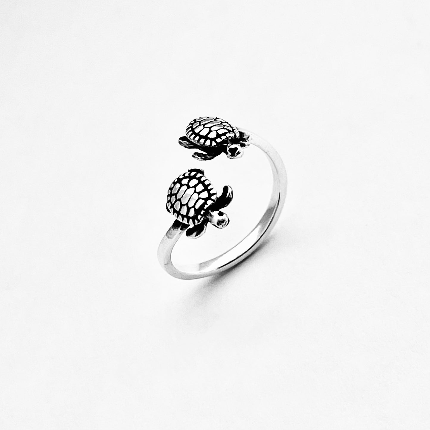 Sterling Silver Twins Turtle Ring, Sea Animals, Ocean Jewelry
