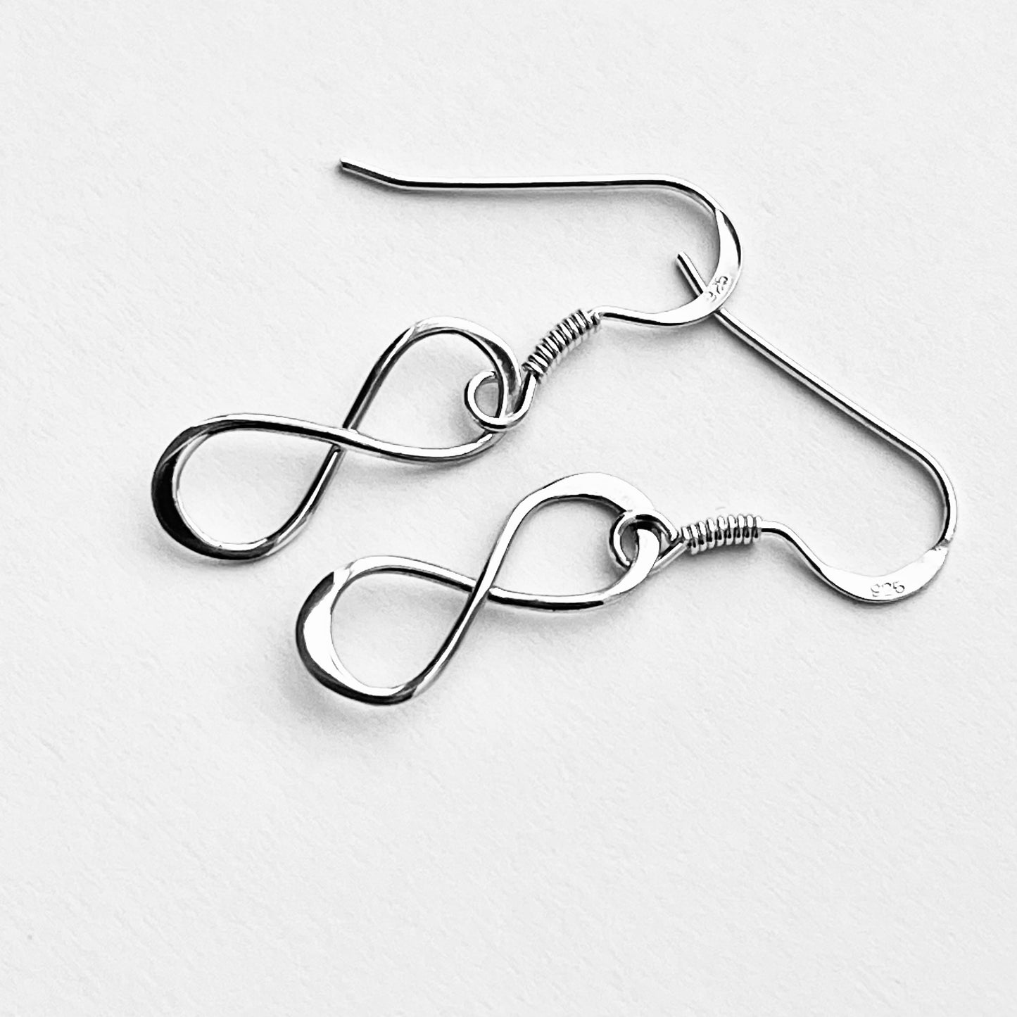 Sterling Silver Dangling Infinity Earring, Lazy 8, Drop Earrings, Eternity Love