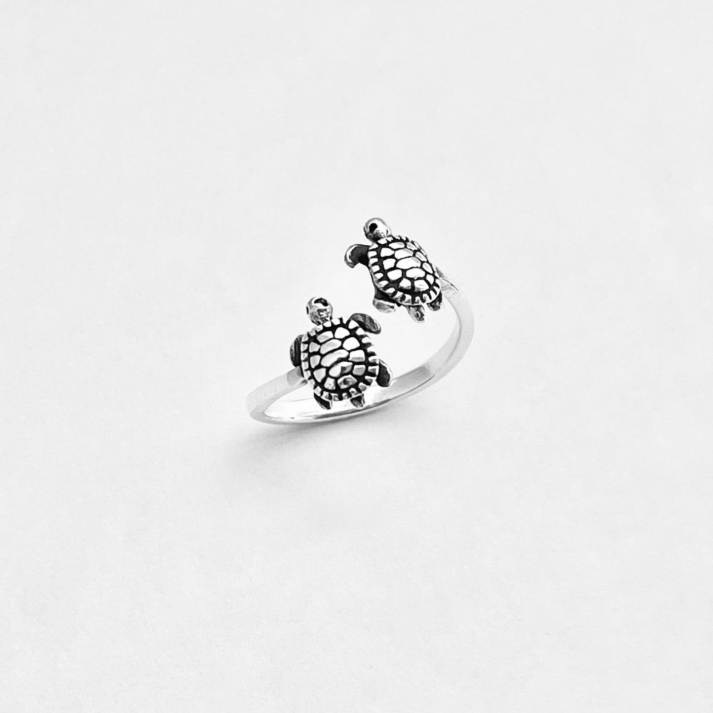 Sterling Silver Twins Turtle Ring, Sea Animals, Ocean Jewelry
