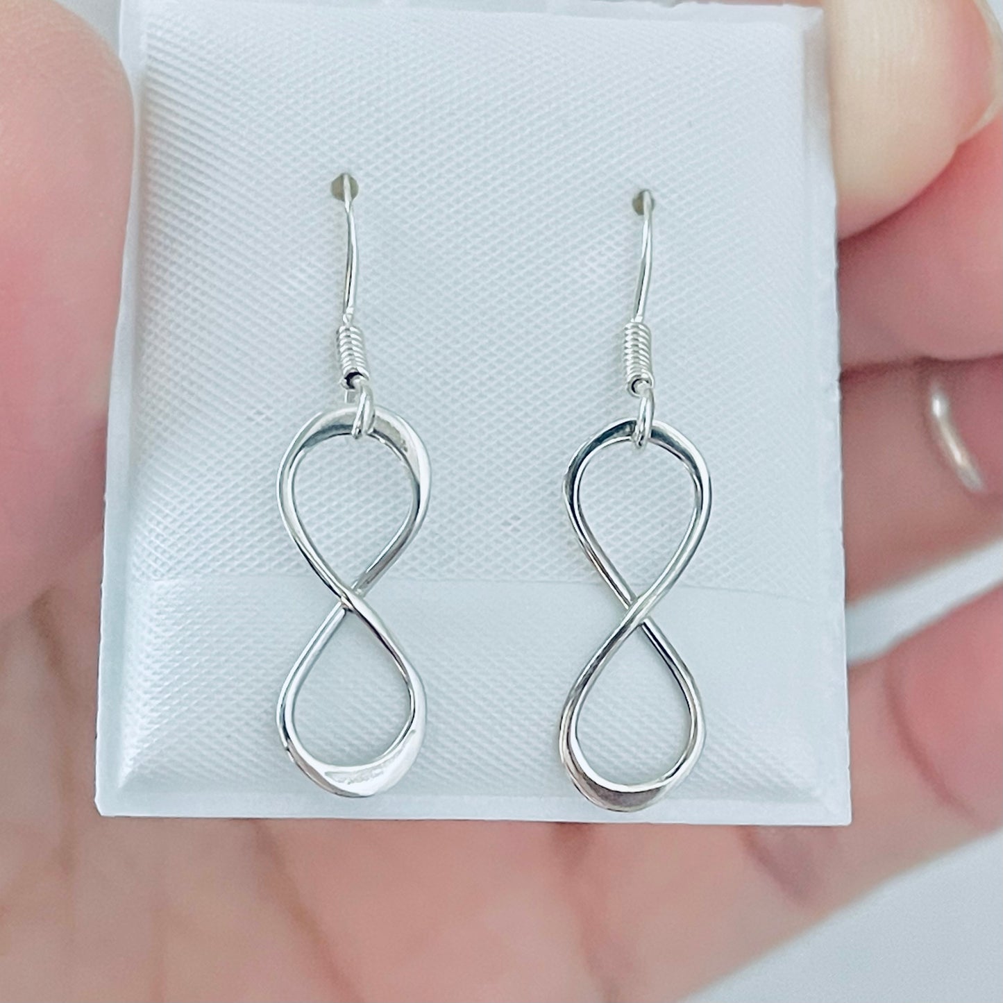 Sterling Silver Dangling Infinity Earring, Lazy 8, Drop Earrings, Eternity Love