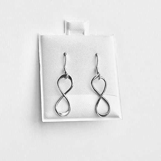 Sterling Silver Dangling Infinity Earring, Lazy 8, Drop Earrings, Eternity Love