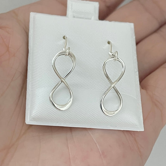 Sterling Silver Dangling Infinity Earring, Figure 8 Drop Earrings