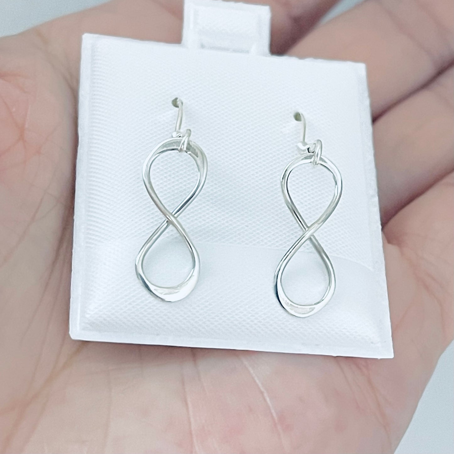 Sterling Silver Dangling Infinity Earring, Lazy 8, Drop Earrings, Eternity Love