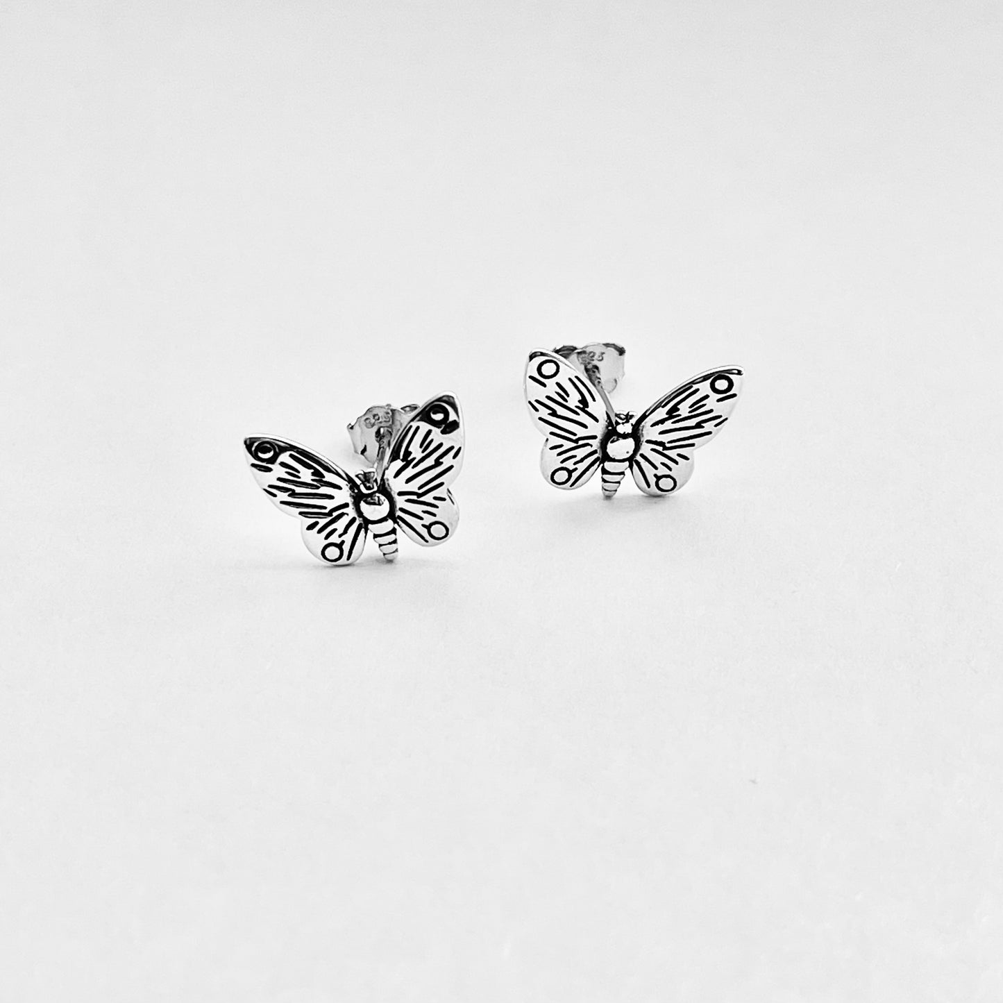 Sterling Silver Large Butterfly Stud Earrings | Statement Spirit Insect Bug Earring