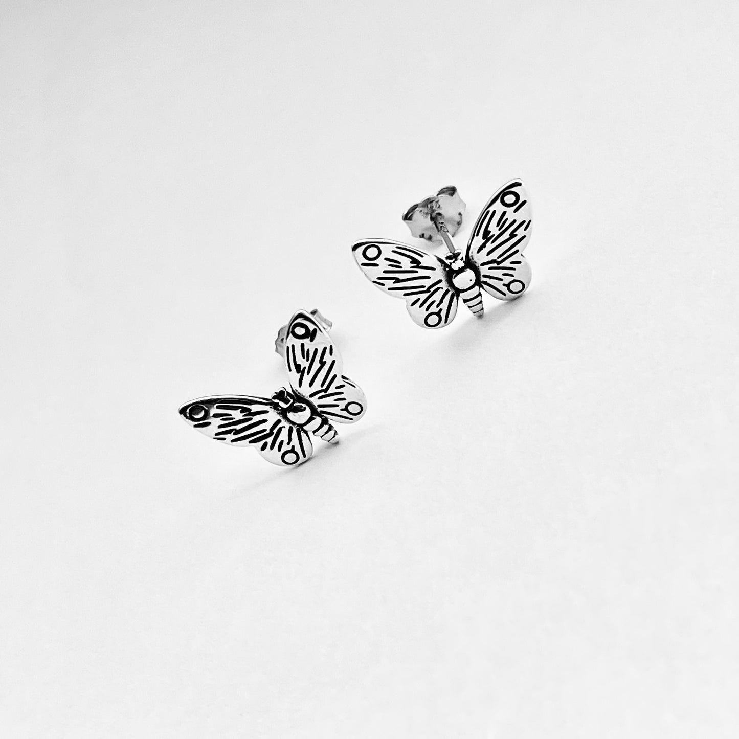 Sterling Silver Large Butterfly Stud Earrings | Statement Spirit Insect Bug Earring