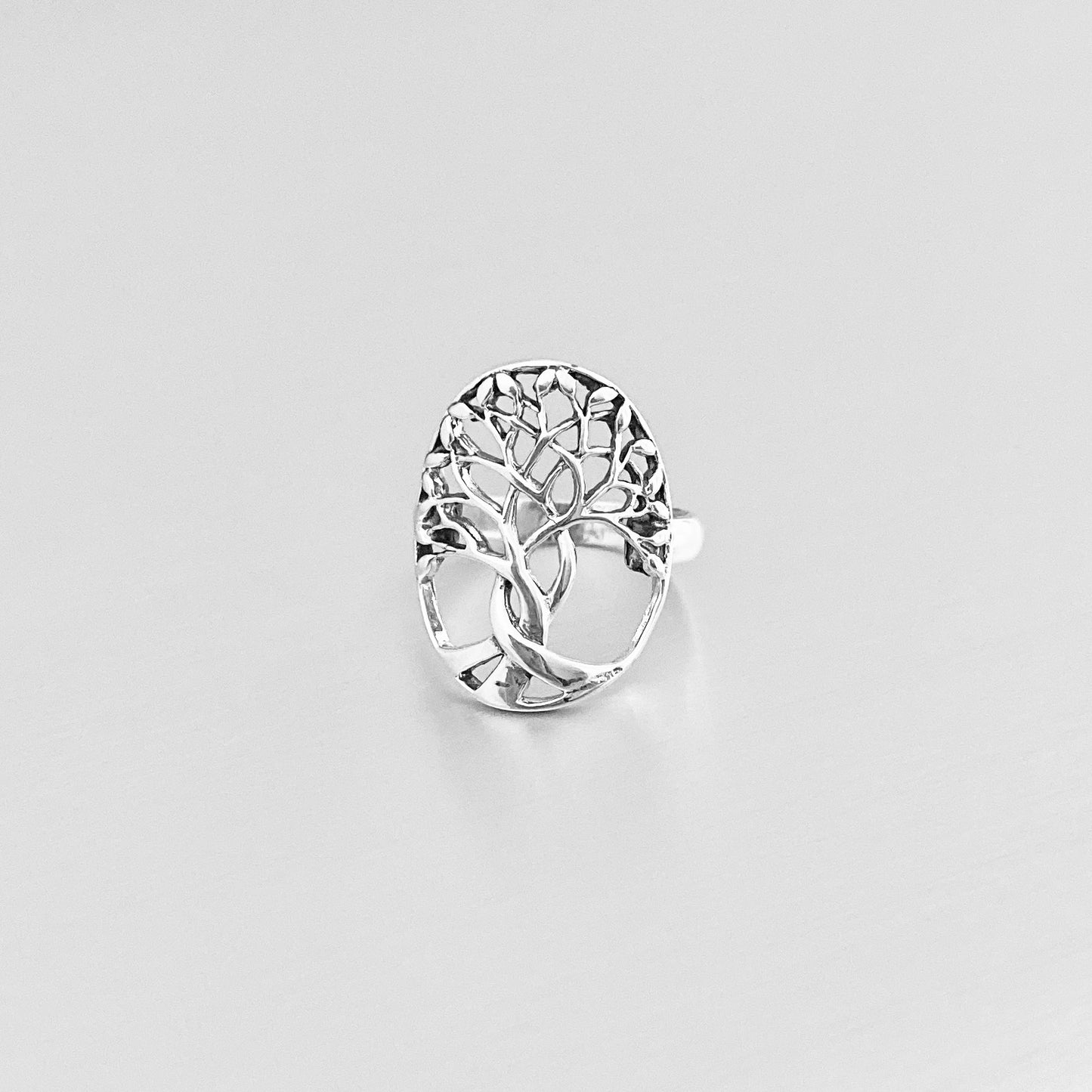 Sterling Silver Large Tree of Life Ring, Leaf Ring, Fortune Silver Rings