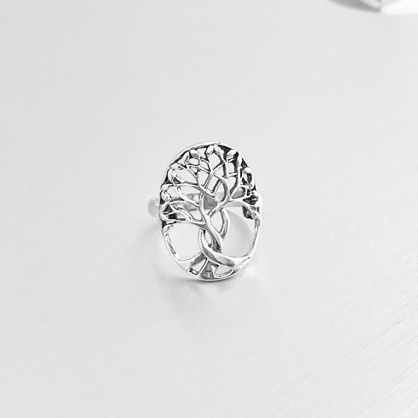 Sterling Silver Large Tree of Life Ring, Leaf Ring, Fortune Silver Rings