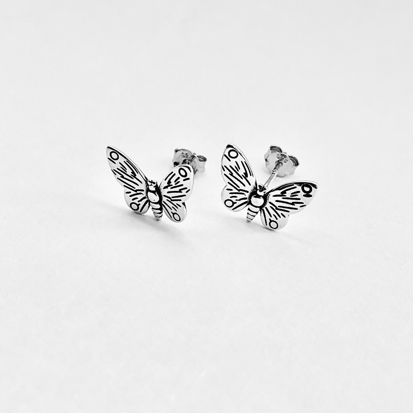 Sterling Silver Large Butterfly Stud Earrings | Statement Spirit Insect Bug Earring