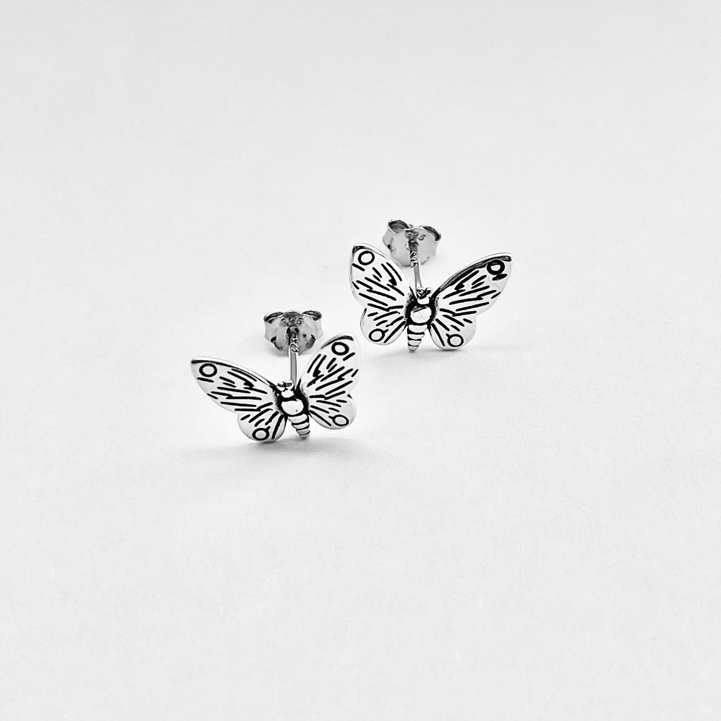 Sterling Silver Large Butterfly Stud Earrings | Statement Spirit Insect Bug Earring