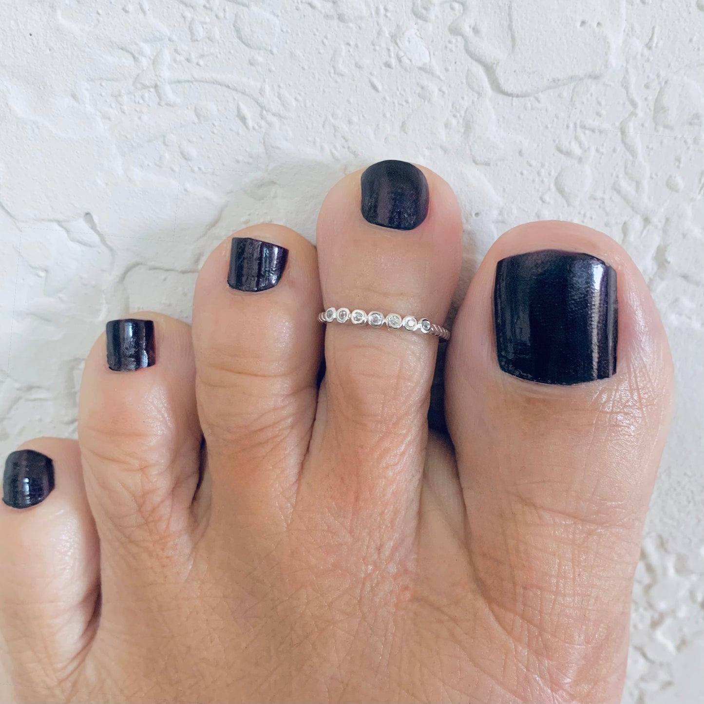 Sterling Silver Delicate 7 Tiny CZ Toe Ring, Minimalist Jewelry, Silver Rings