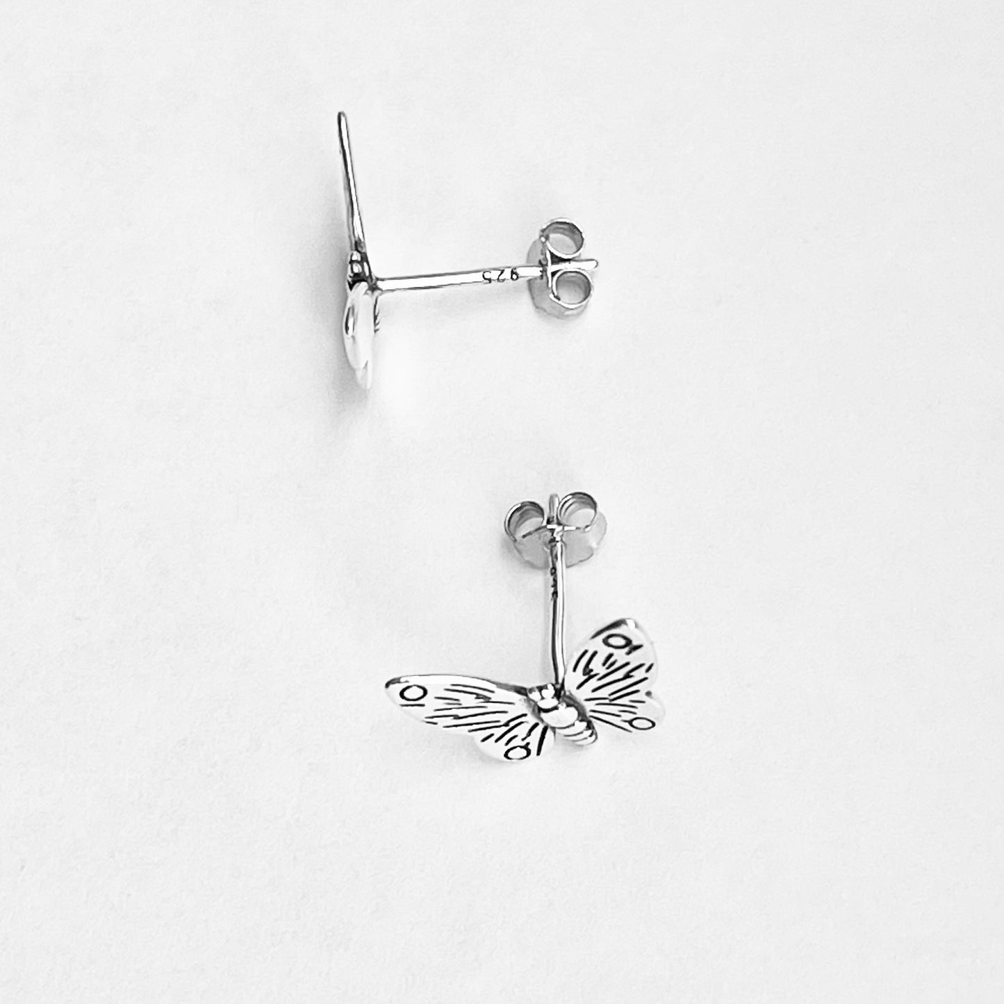 Sterling Silver Large Butterfly Stud Earrings | Statement Spirit Insect Bug Earring