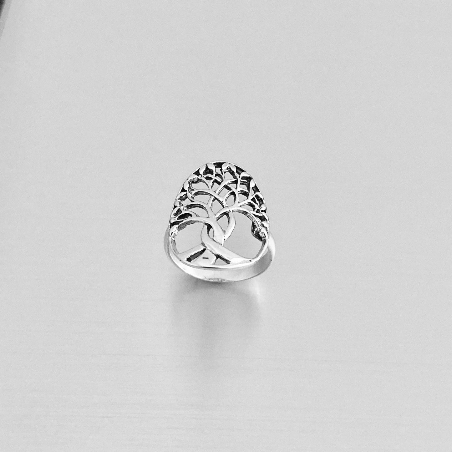 Sterling Silver Large Tree of Life Ring, Leaf Ring, Fortune Silver Rings