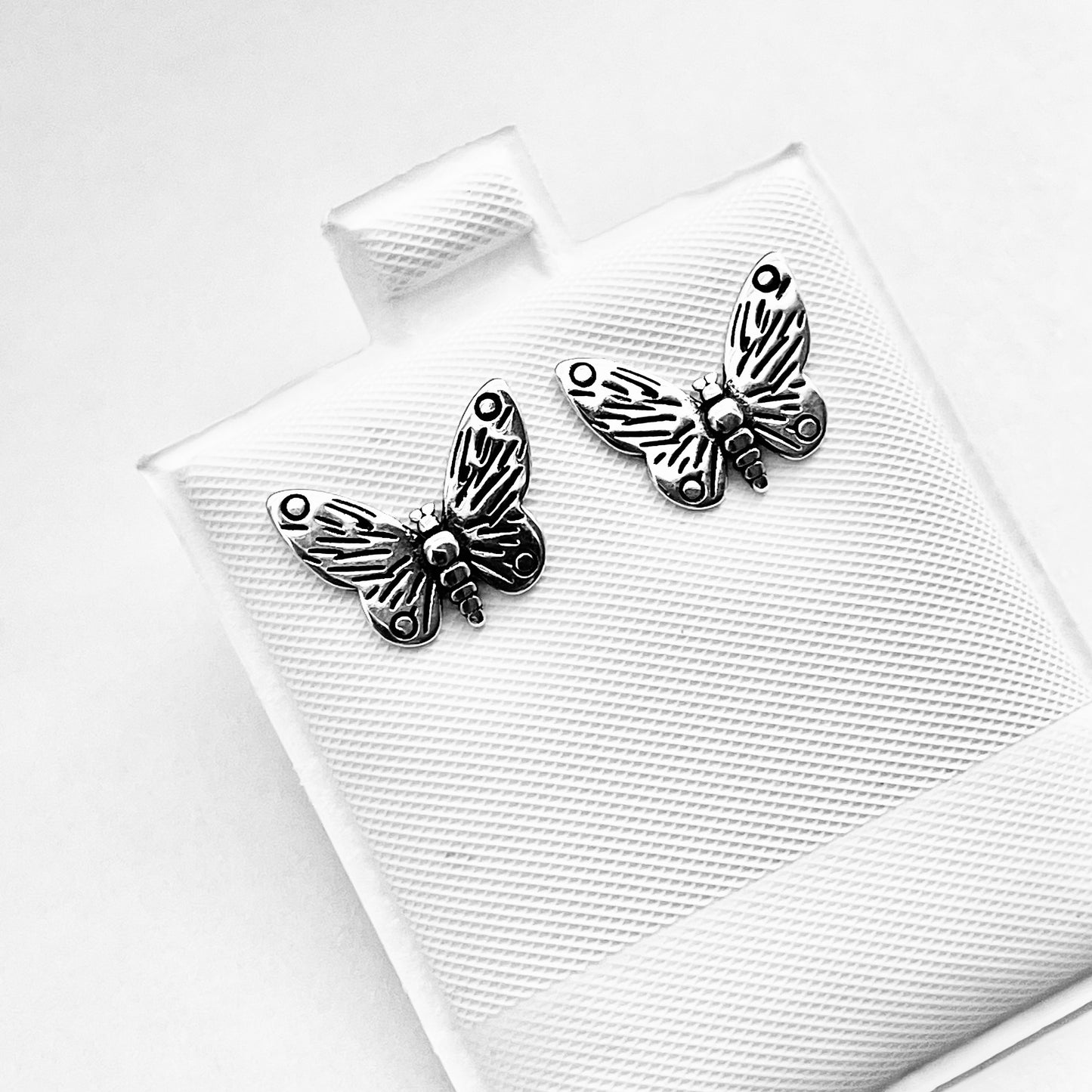 Sterling Silver Large Butterfly Stud Earrings | Statement Spirit Insect Bug Earring