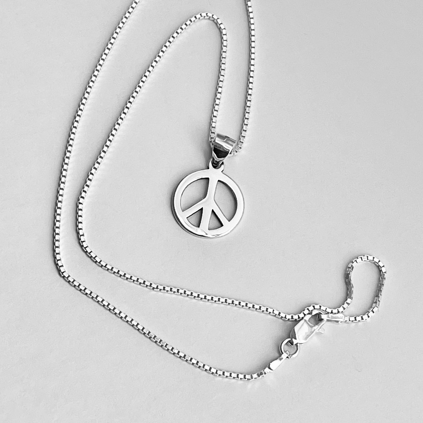 Sterling Silver Unisex Peace Necklace, Silver Necklaces, Love Chains