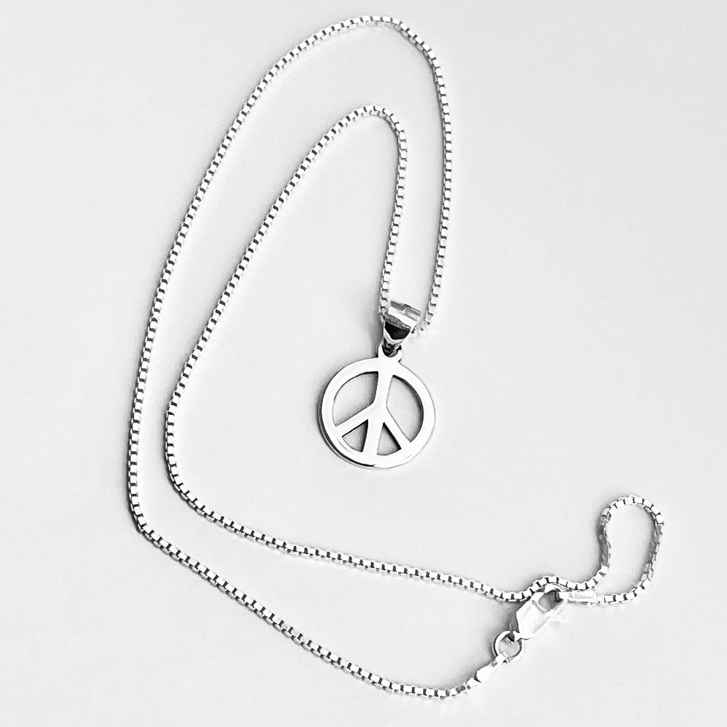 925 Sterling Silver Peace Necklace – Unisex Love Pendant, Statement Silver Chain Jewelry