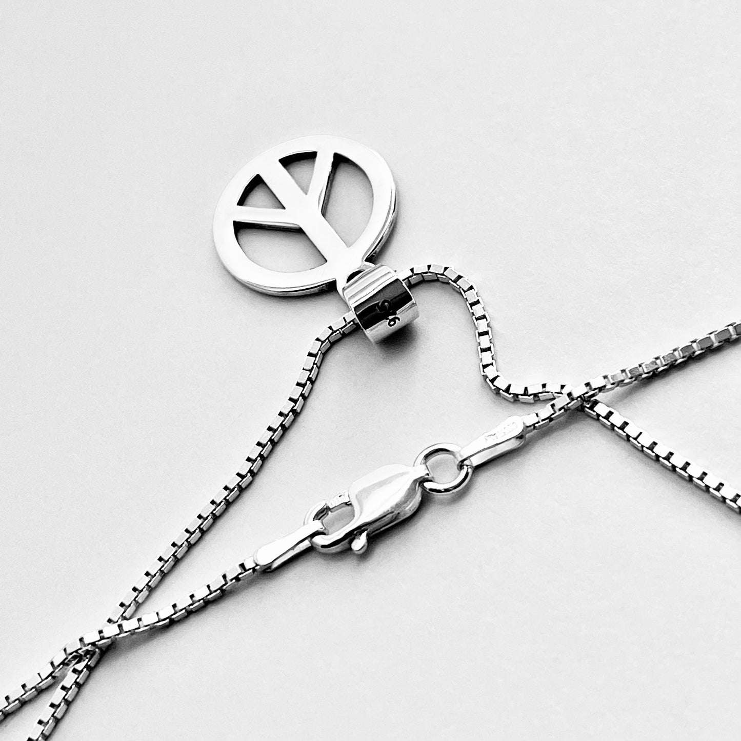 925 Sterling Silver Peace Necklace – Unisex Love Pendant, Statement Silver Chain Jewelry