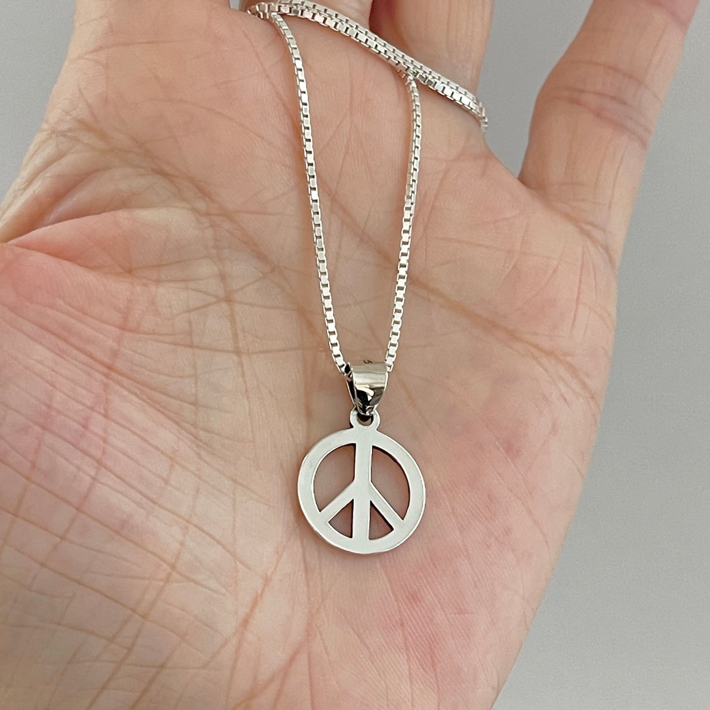 Sterling Silver Unisex Peace Necklace, Silver Necklaces, Love Chains