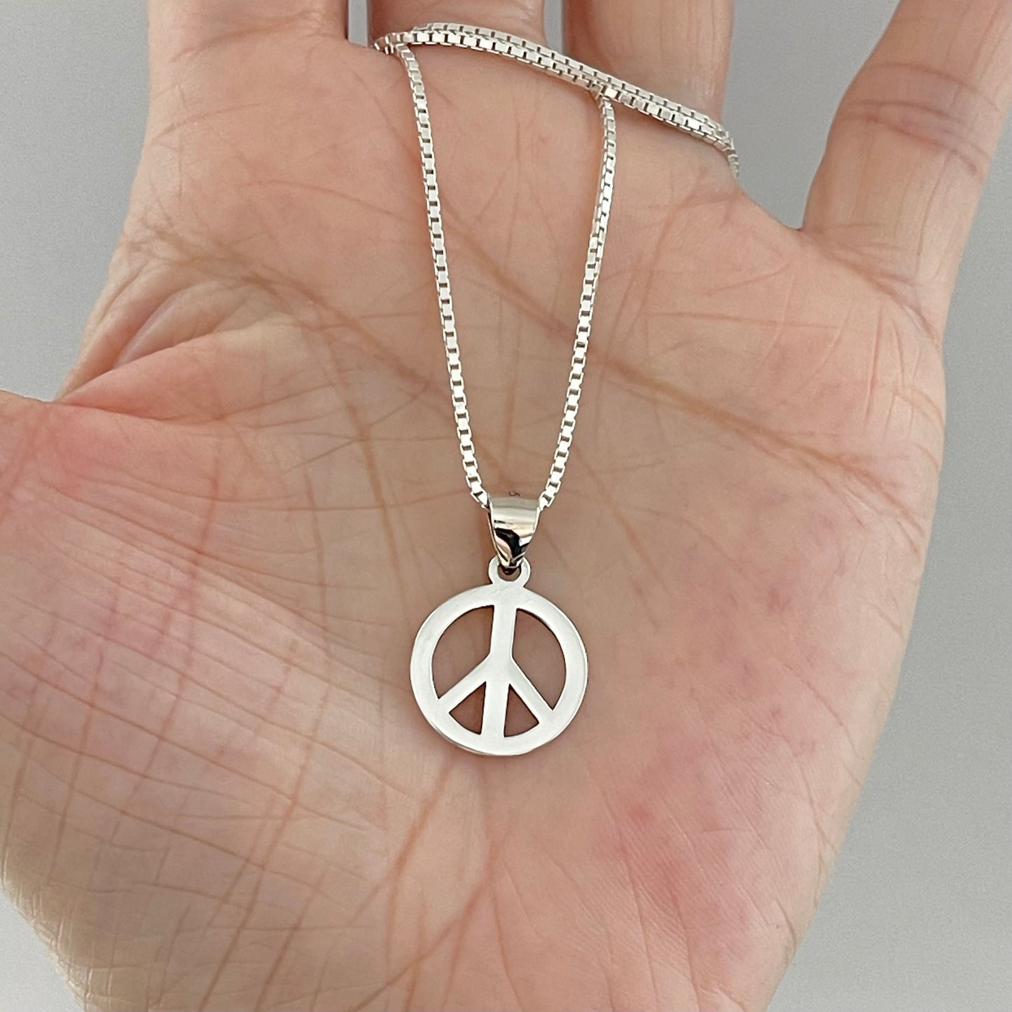 Sterling Silver Unisex Peace Necklace, Silver Necklaces, Love Chains