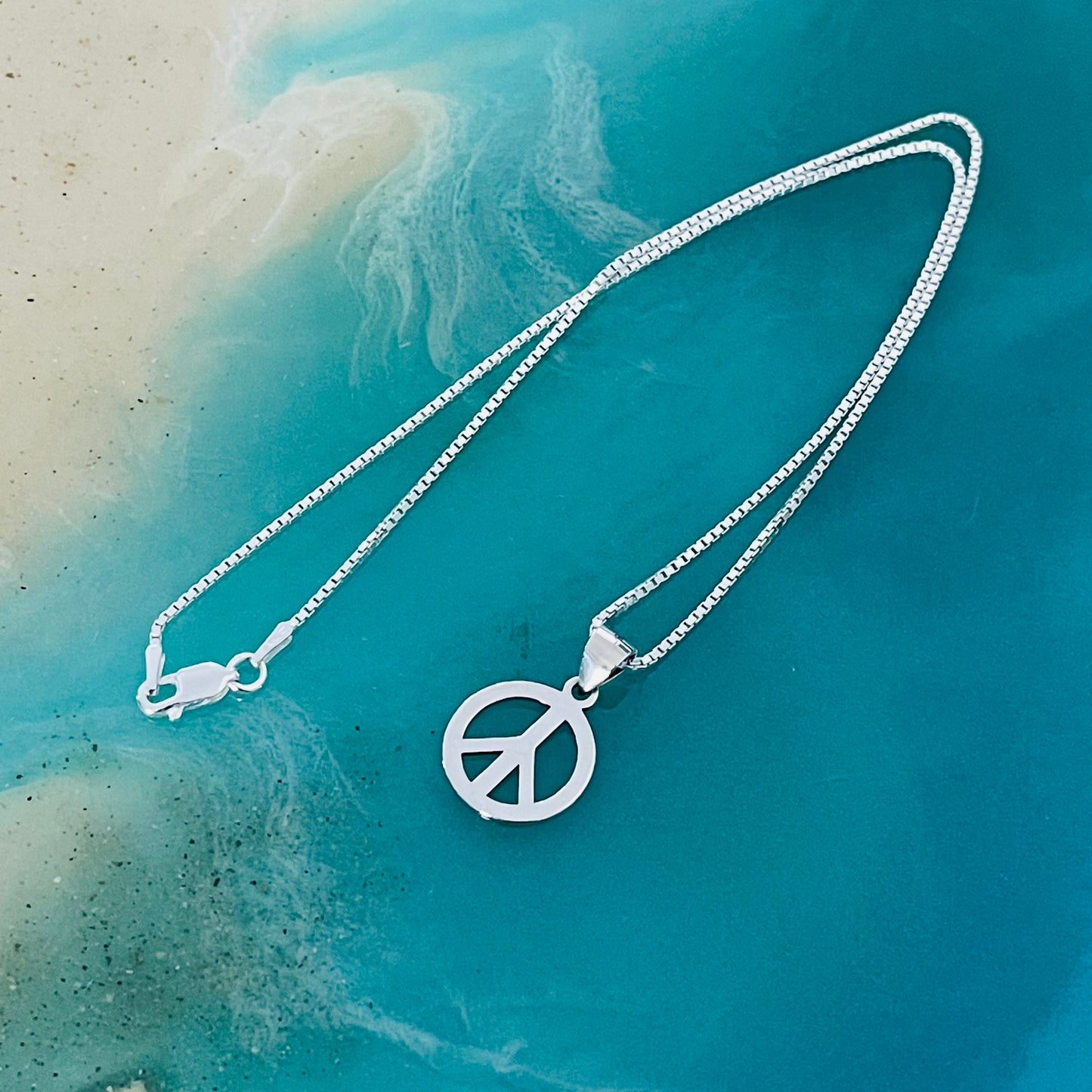 Sterling Silver Unisex Peace Necklace, Silver Necklaces, Love Chains