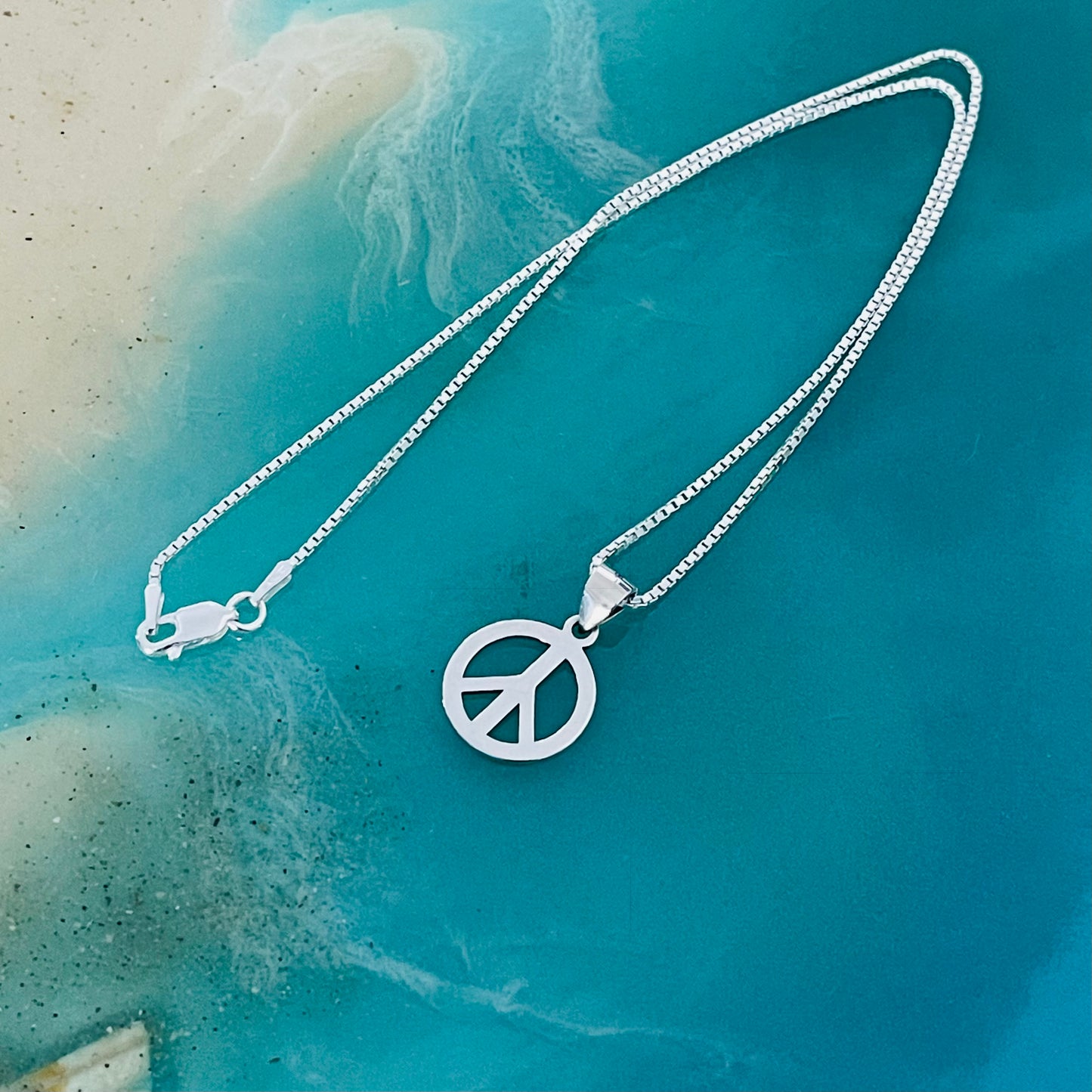925 Sterling Silver Peace Necklace – Unisex Love Pendant, Statement Silver Chain Jewelry