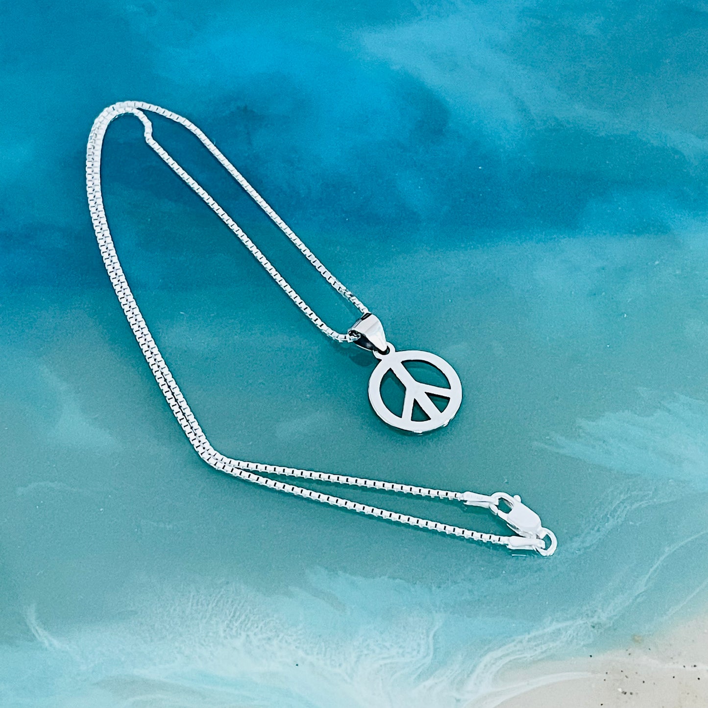 925 Sterling Silver Peace Necklace – Unisex Love Pendant, Statement Silver Chain Jewelry