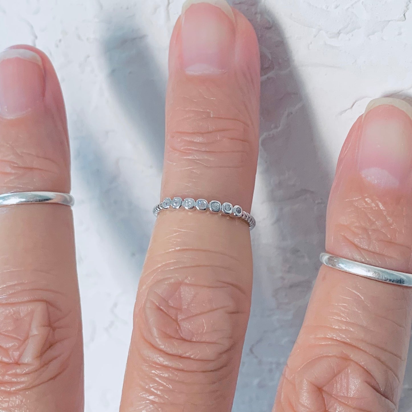 Sterling Silver Delicate 7 Tiny CZ Toe Ring, Minimalist Jewelry, Silver Rings