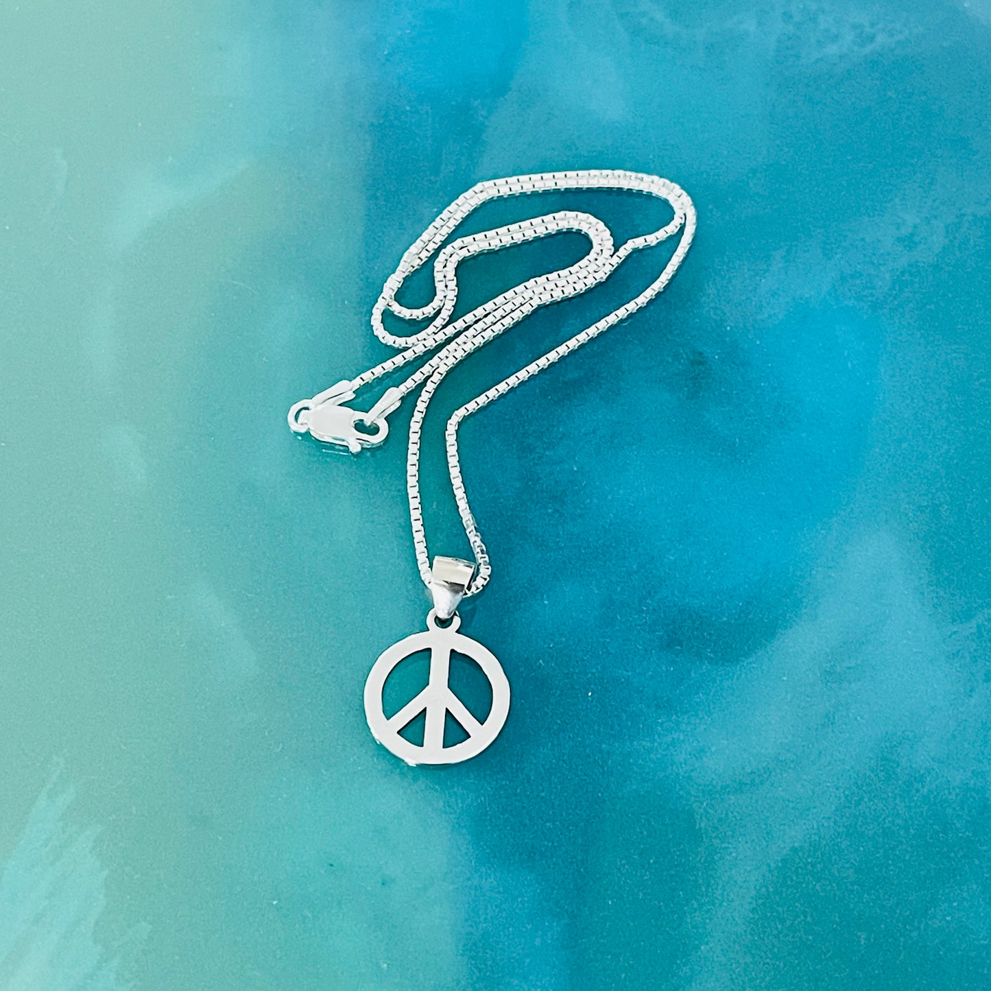 Sterling Silver Unisex Peace Necklace, Silver Necklaces, Love Chains