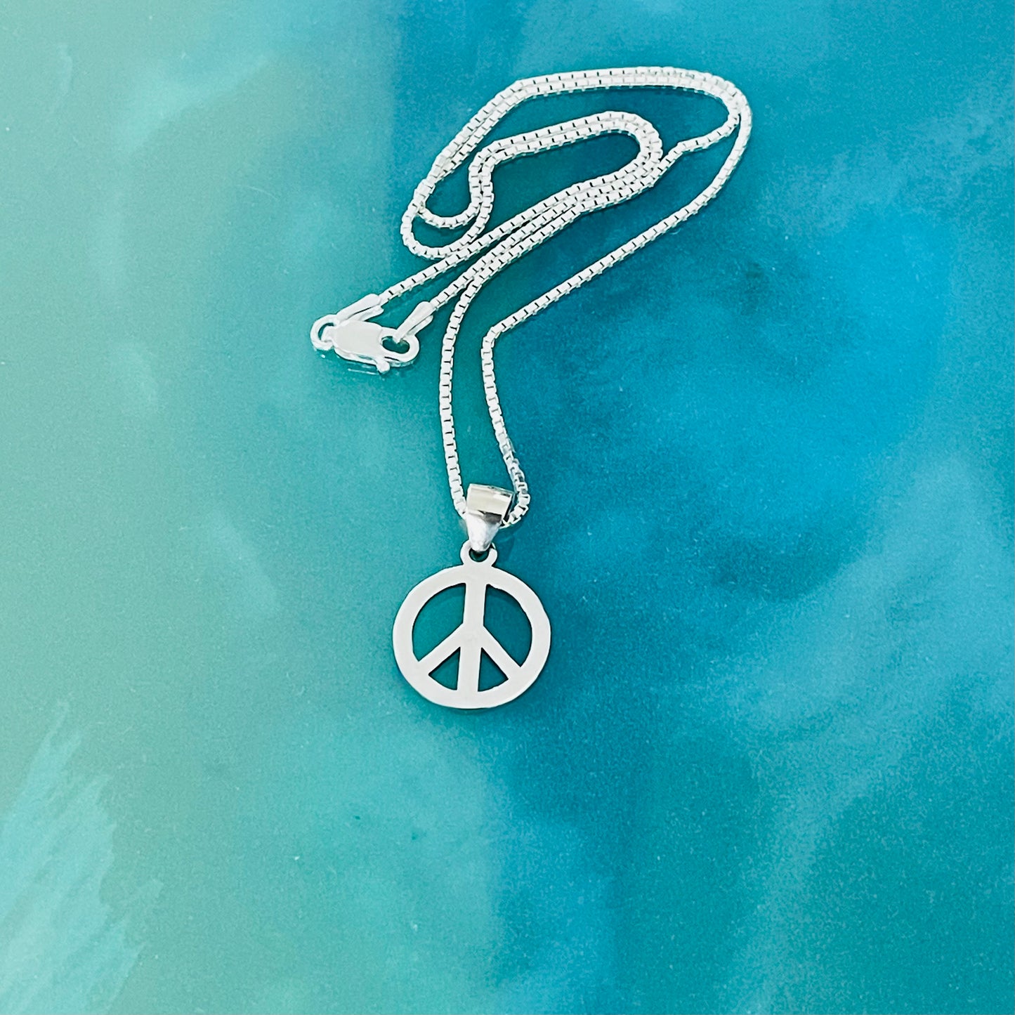 925 Sterling Silver Peace Necklace – Unisex Love Pendant, Statement Silver Chain Jewelry