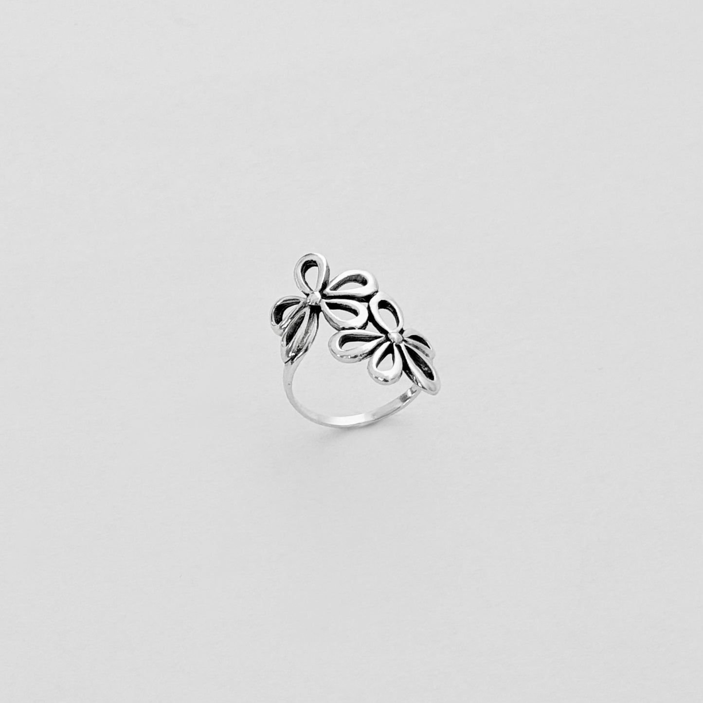 Sterling Silver 2 Large Daisy Flower Ring, Statement Jewelry