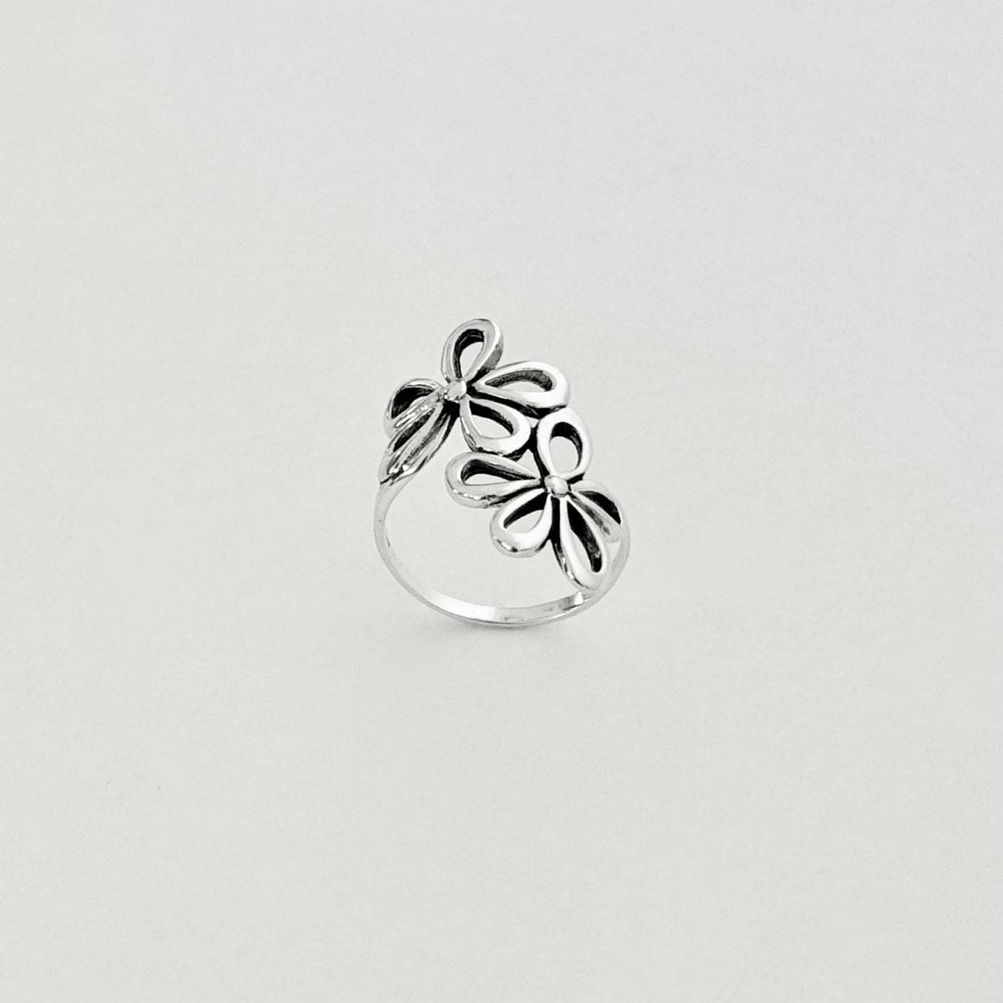 Sterling Silver 2 Large Daisy Flower Ring, Statement Jewelry